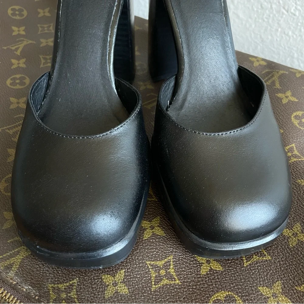 Jeffrey Campbell Black Platform Mary Jane Heels with Ankle Strap